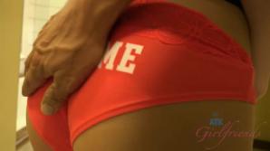 You can't stop staring at her camel toe